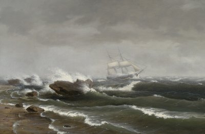 Schip in een storm, 1841 door Thomas Birch